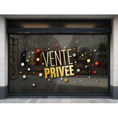Stickers Vente Privée Texte OR et Ronds
